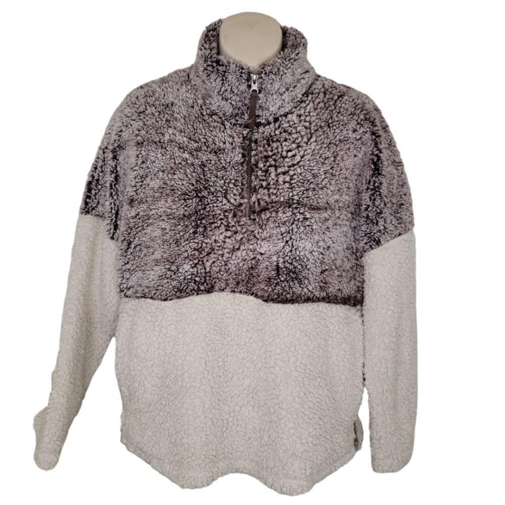 Elodie teddy bear sherpa quarter zip pullover jacket medium